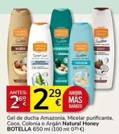 Natural Honey - Gel De Ducha Amazonia/ Micelar Purificante/ Coco/ Colonia O Argan Botella