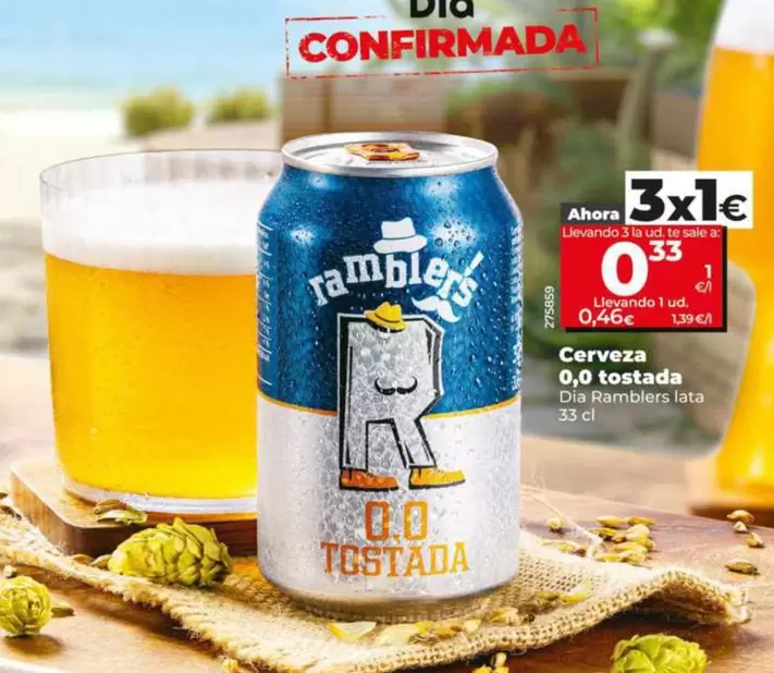 Dia Ramblers - Cerveza 0,0 Tostada Lata 33 Cl