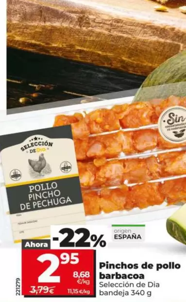 Seleccion De Dia - Pinchos De Pollo Barbacoa Bandeja 340 G