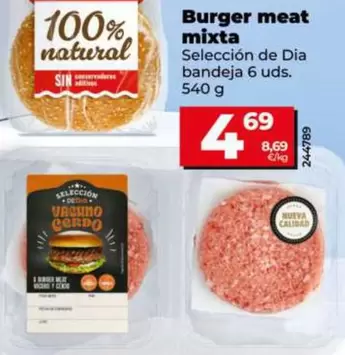 Seleccion De Dia - Burger Meat Mixta Bandeja 6 Uds. 540 G