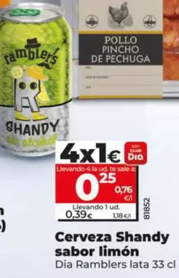 Dia Ramblers - Cerveza Shandy Sabor Limón 