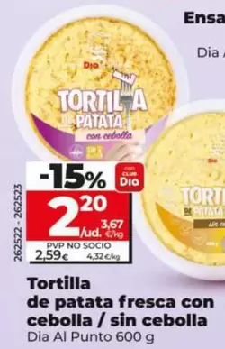 Dia Al Punto - Tortilla De Patata Fresca Con Cebolla 