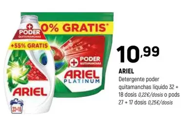 Ariel - Detergente Poder Quitamanchas Liquido 32 + 18 Dosis O Pods