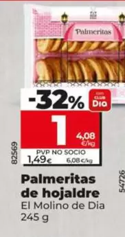 El Molino De Dia - Palmeritas De Hojaldre 245 G