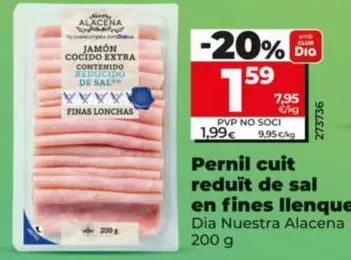 Dia Nuestra Alacena - Jamón Cocido Reducido De Sal En Finas Lonchas 200 G