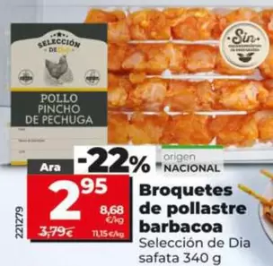 Seleccion De Dia - Pinchos De Pollo Barbacoa Bandeja 340 G