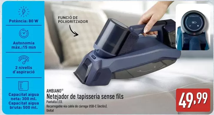 Ambiano - Netejador De Tapisseria Sense Fils