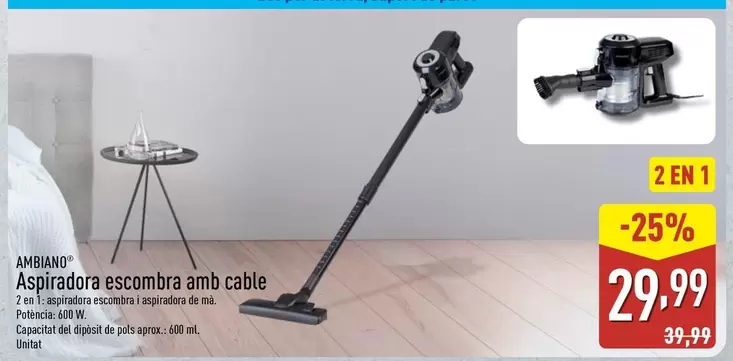 Ambiano - Aspiradora Escombra Amb Cable