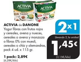 Danone - Activia Yogur Fibras Con Frutos Rojos Y Cereales