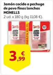 Monells - Jamon Cocido O Pechuga De Pavo Finas Lonchas