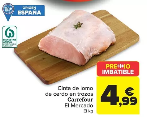 Carrefour El Mercado - Cinta De Lomo  De Cerdo En Trozos 