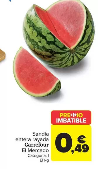 Carrefour El Mercado - Sandía Entera Rayada 