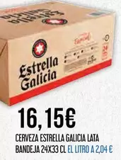 Estrella Galicia - Cerveza Lata Bandeja 24x33 Cl El Litro