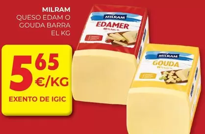 Milram - Queso Edam O Gouda Barra