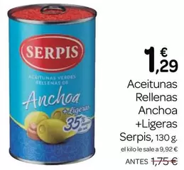 Serpis - Aceitunas Rellenas Anchoa + Ligeras
