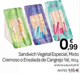  Sandwich Vegetal Especial, Mixto Cremoso O Ensalada De Cangrejo Ya!
