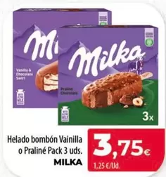 Milka - Helado Bombon Vainilla O Praline