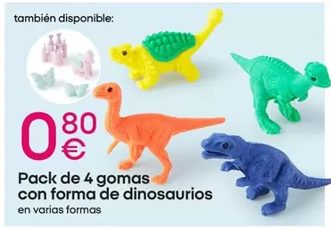 Pack De 4 Gomas Con Forma De Dinosaurios