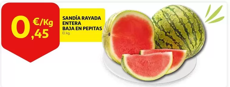 Sandía Rayada Entera Baja En Pepitas