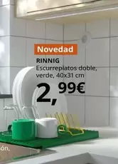 Rinnig - Escurreplatos Doble, Verde, 40x31 Cm