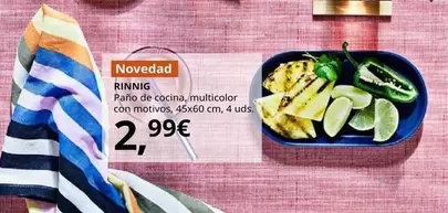 Rinnig - Paño De Cocina, Multicolor Con Motivos, 45x60 Cm