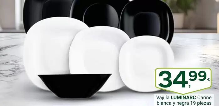 Luminarc - Vajilla Carine Blanca Y Negra 19 Piezas