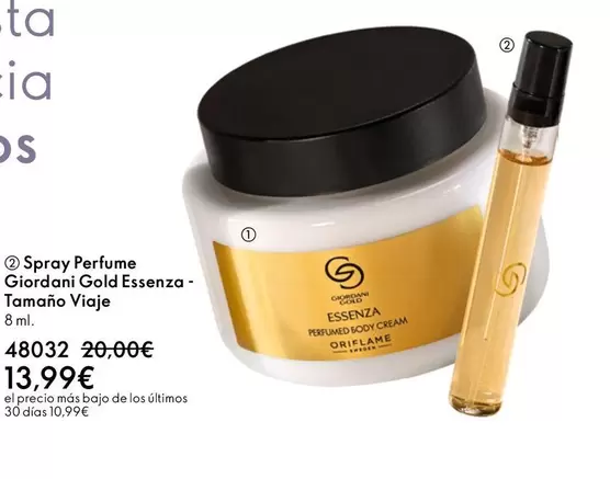 Oriflame - Spray Perfume Gold Essenza Tamano Viaje