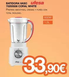 Ufesa - Batidora Vaso 70205936 Coral White