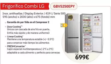 LG - Frigorífico Combi Gbv5250epy