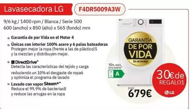 LG - Lavasecadora F4DR5009A3W
