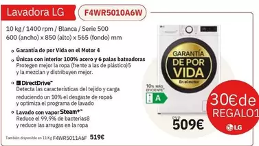 LG - Lavadora F4wr5010a6w