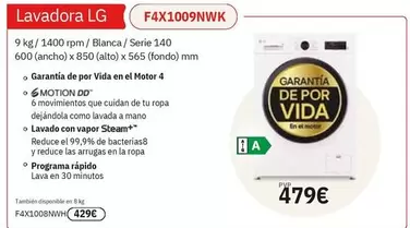 LG - Lavadora F4x1009nwbk