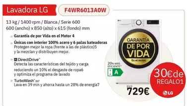 LG - Lavadora F4wr6013a0w