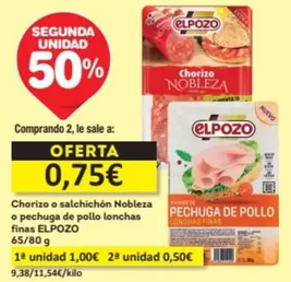 Elpozo - Chorizo O Salchichon Nobleza O Pechuga De Pollo Lonchas Finas