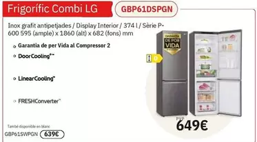 LG - Frigorific Combi Gbp61dspgn