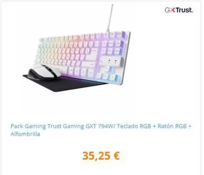 Trust - Pack Gaming  Gaming Gxt 794w/ Teclado Rgb + Ratón Rgb + Alfombrilla