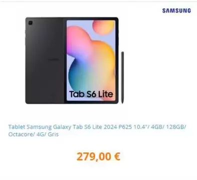 Samsung - Tablet Galaxy Tab S6 Lite 2024 P625 10.47" 4gb/ 128gb/ Octacore/ 4g/ Gris