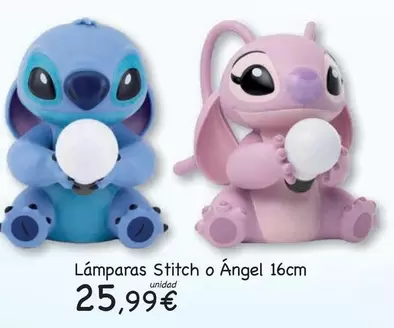 Lámparas Stitch O Ángel 16cm