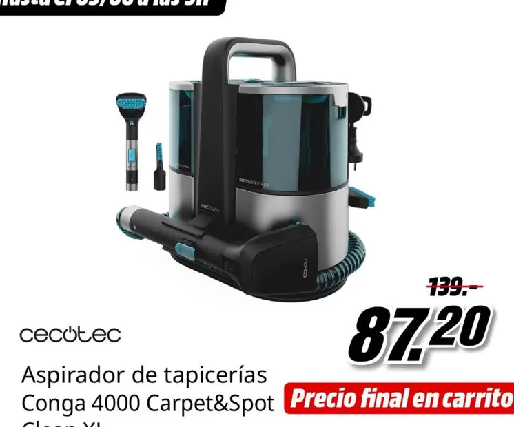 cecotec - Aspirador De Tapicerias Conga 4000 Carpet&spot