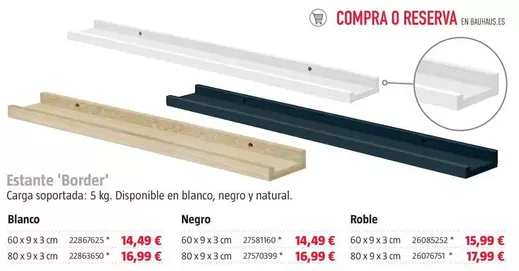 Estante Border 60x9x3cm Bl