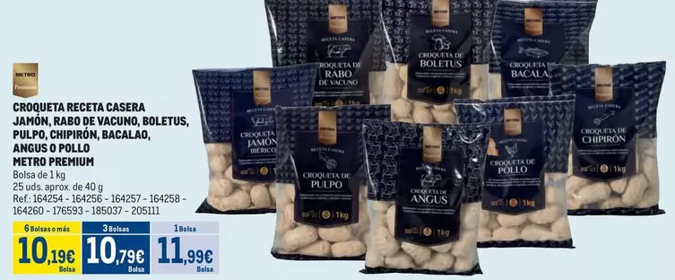 Premium - Croqueta Receta Casera Jamón Rebo De Veau, Rouletos, Prucos O Bolda, Cacao, Meteio