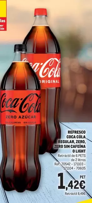 Coca-Cola - Refresco Regular, Zero Zero Sin Cafeina