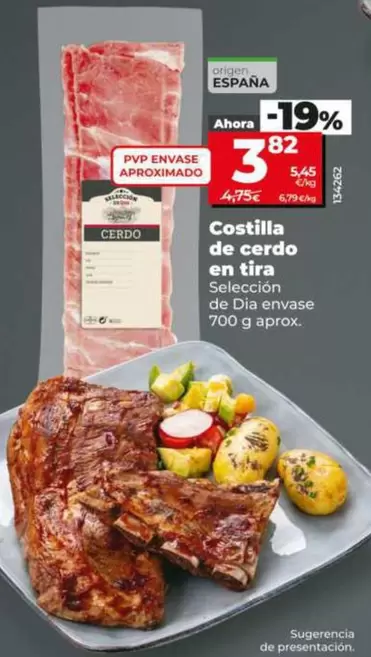 Seleccion De Dia - Costilla De Cerdo En Tira Envase 700 G Aprox.