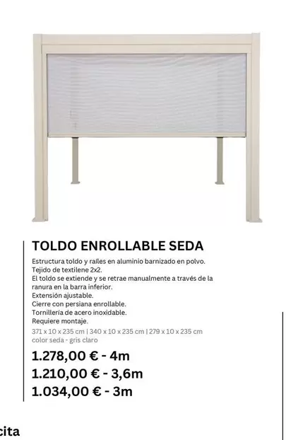 Toldo Enrollable Seda