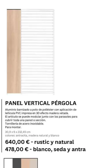 Blanco - Panel Vertical Pérgola