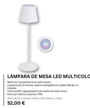 Touch - Lampara De Mesa Led Multicolo