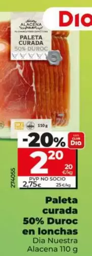 Dia Nuestra Alacena - Paleta Curada 50% Duroc En Lonchas 