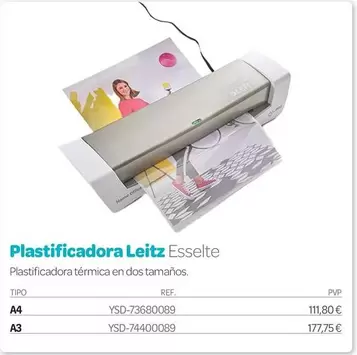 Plastificadora Leitz Esselte