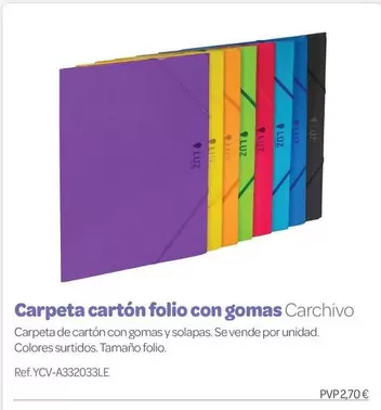 Carchivo - Carpeta Carton Folio Con Gomas