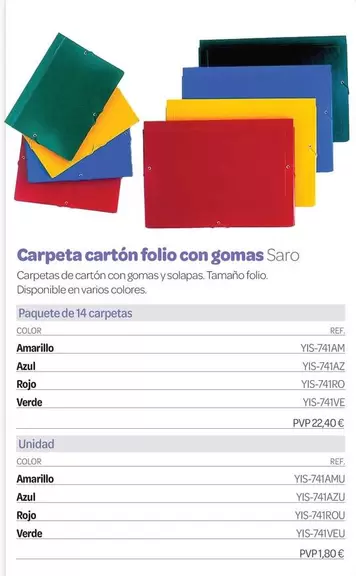 Carpeta Carton Folio Con Gomas Saro